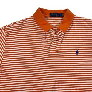 Polo Ralph Lauren Mens Orange & White Striped Polo Shirt